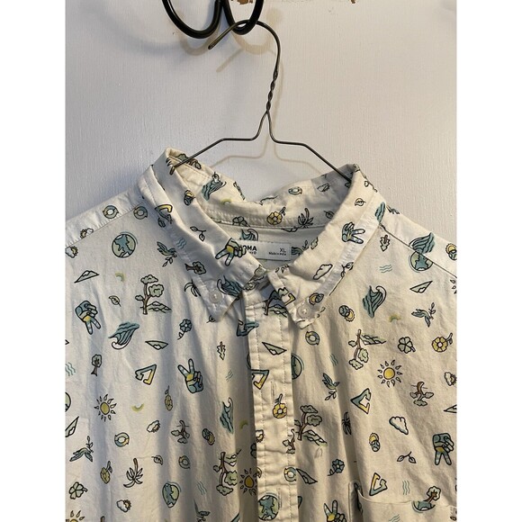 Sonoma Shirt, Men's Size XL, White, Sun Tree Flower, Button Up, Short Sleeve - Picture 2 of 5